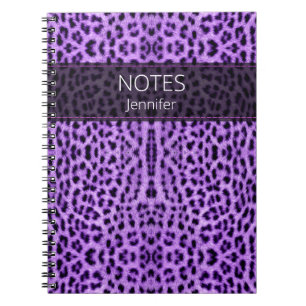 Carnet Peau de léopard pourpre Imprimer Motif Nom personn