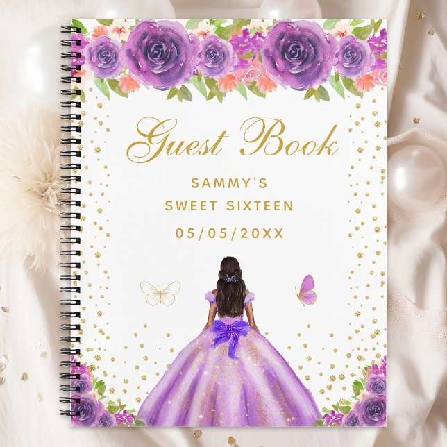 Carnet Peau foncée violette Florale Princesse Sweet sixte (Créateur téléchargé)