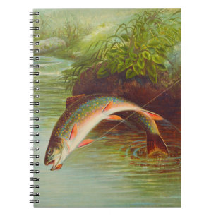 Carnet Pêche à la truite de ruisseau Leaping vintage il