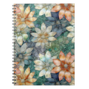 Carnet Pêche Blanc Bleu Vert Floral