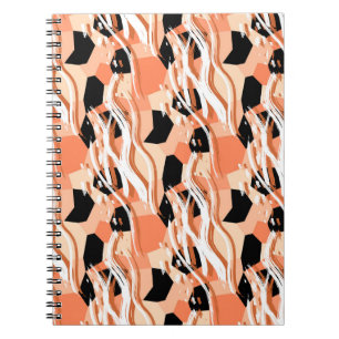 Carnet Pêcher noir blanc Motif Abstrait.