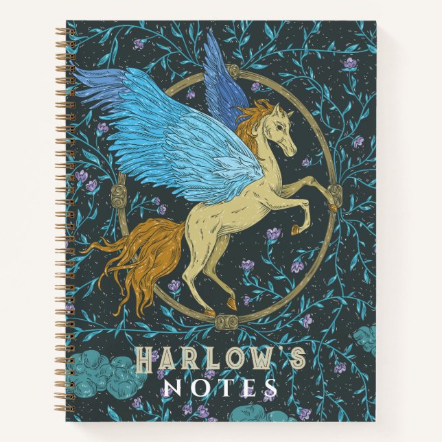 Carnet Pegasus Créature Mythique Bleu Marine (Devant)