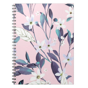 Carnet Peinture à la main élégant feuillage violet, fleur