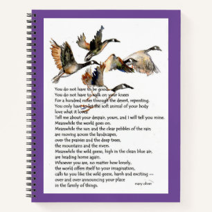 Carnet peinture à l'aquarelle avec Mary Oliver poème "O