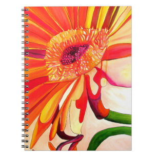 Carnet Peinture à l'aquarelle de gérbera rouge fleur art