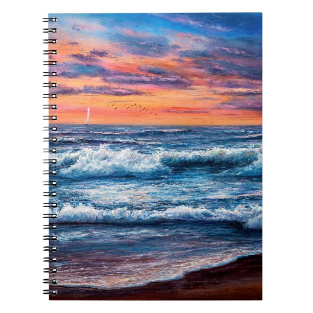 Carnet peinture à l'huile d'Océan et plage sur toile. g r (Devant)