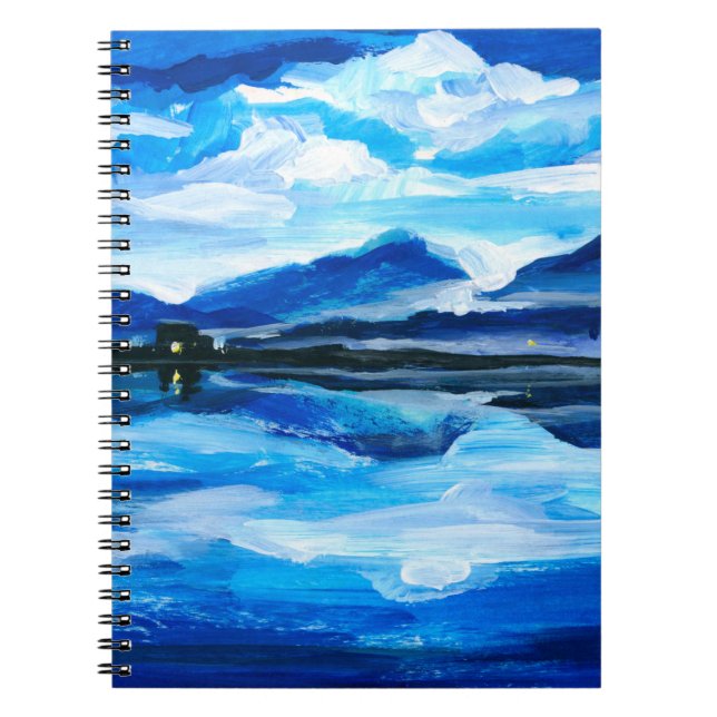 Carnet Peinture à l'huile du crépuscule sur le lac de mon (Devant)