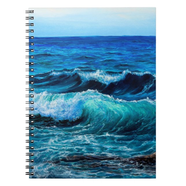Carnet Peinture à l'huile montrant des vagues dans l'océa (Devant)