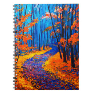 Carnet peinture à l'huile montrant la belle forêt d'autom