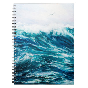 Carnet peinture à l'huile montrant les vagues de l'océan