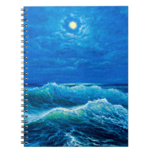 Carnet peinture à l'huile montrant les vagues de l'océan