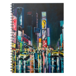 Carnet Peinture à l'huile "New York", vue nocturne de New