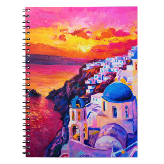 Carnet peinture à l'huile sur toile. Coucher de soleil su (Devant)