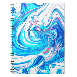 Carnet Peinture Acrylique Bleue Abstrait Splter Swirl