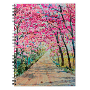 Carnet Peinture aquarelle paysage couleur rose rouge Tunn