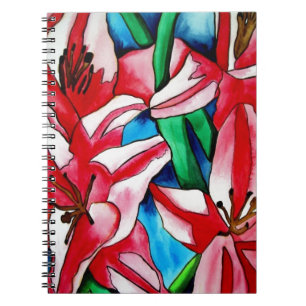 Carnet Peinture artistique aquarelle du lis du jour rose