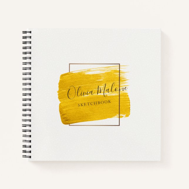 Carnet Peinture d'aquarelle dorée moderne encadrée (Devant)