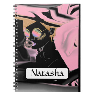 Carnet Peinture de beauté rose et noir pop art