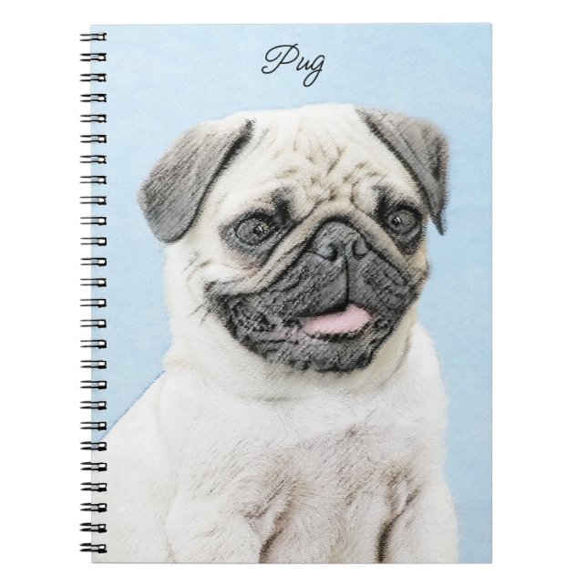 Carnet Peinture de carlin - Joli art original de chien (Devant)