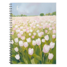 Peinture de champ de fleurs de tulipes blanches