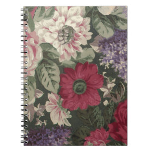 Carnet Peinture de fleurs rouges roses bleues blanches vi