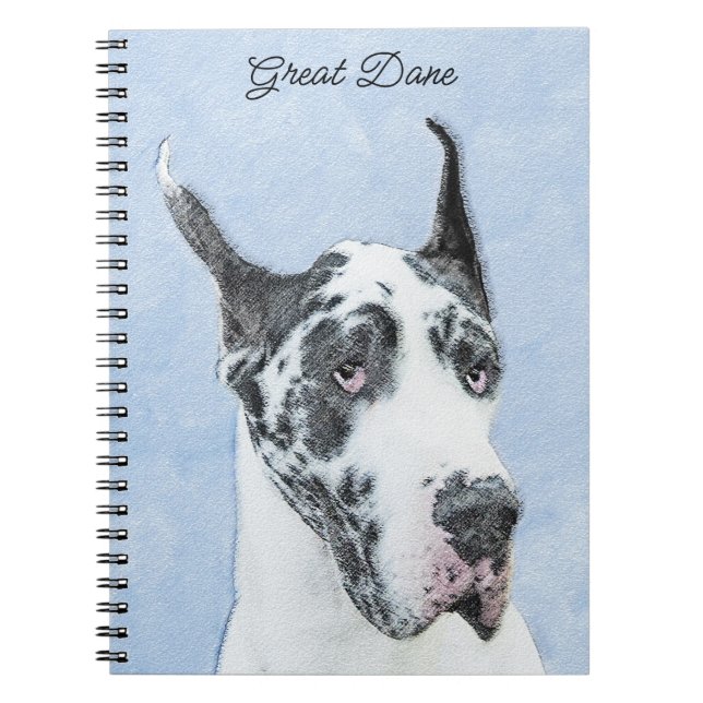 Carnet Peinture de Great Dane (Arlequin) - Art original d (Devant)