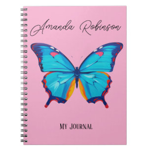 Carnet Peinture de papillon morpho bleu (PERSONNALISER)