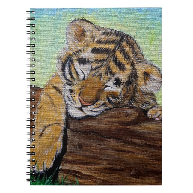 Carnet Peinture d'un petit tigre dormant (Devant)