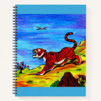Carnet Peinture Illustration Tigre et oiseau volant natur