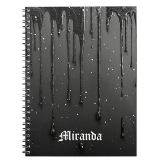 Carnet Peinture Pailletée Liquide Noir Gothique Foncé