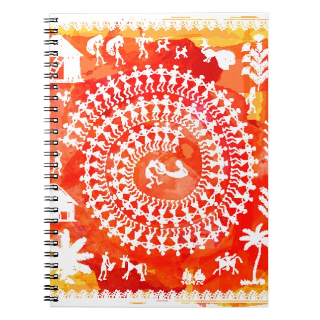 Carnet Peinture Warli - main dessinée traditionnelle l'An (Devant)