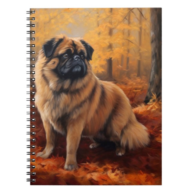 Carnet Pekingese à l'automne Feuilles automne Inspire (Devant)