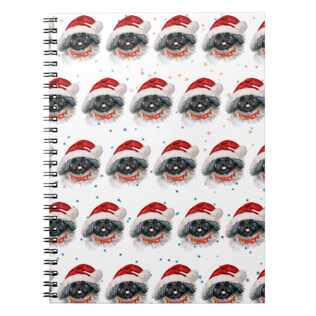 Carnet Pekingese Chien race Étoiles de Noël (Devant)