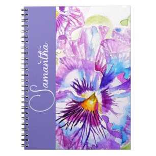 Carnet Pensée Violette Fleur de Fille Nom Floral Aquarell