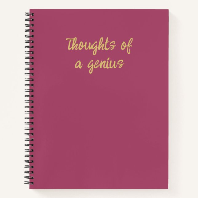 Carnet Pensées d'un génie rose et or drôle (Devant)