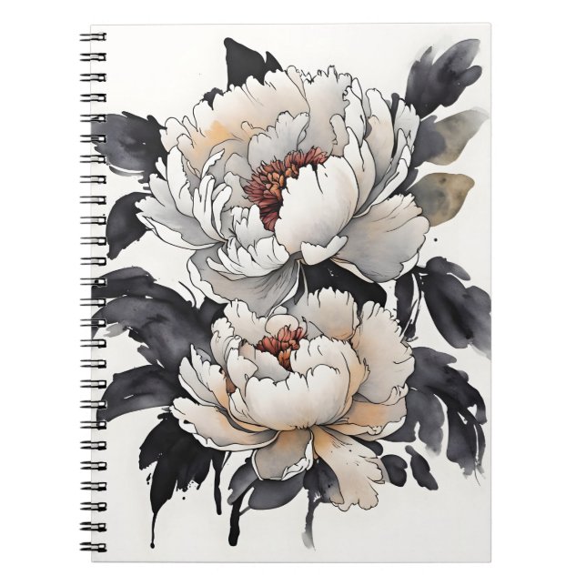 Carnet Peony - Watercolor flowers (Devant)