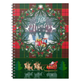 Carnet Père Noël chevauchant un traîneau mené par des ren