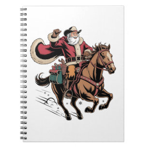 Carnet Père Noël cow-boy à cheval Noël