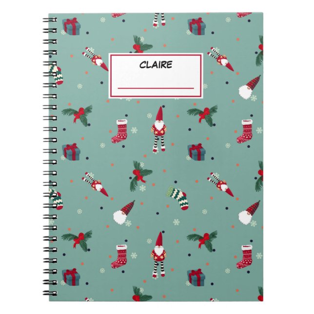Carnet Père Noël et ses cadeaux. Nom personnalisé (Devant)