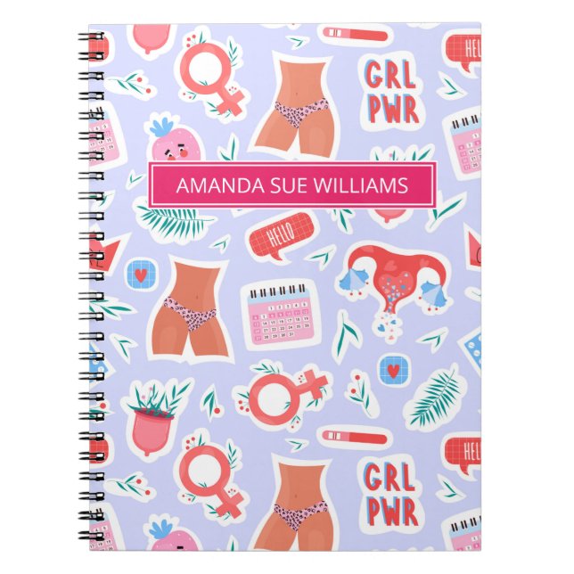 Carnet Période / Cycle menstruel - Votre Nom /Monogramme  (Devant)