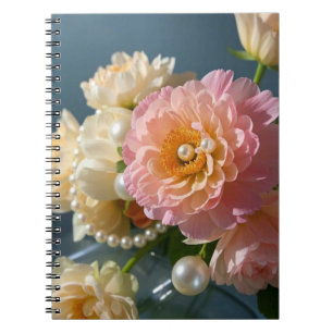 Carnet Perles aux fleurs roses