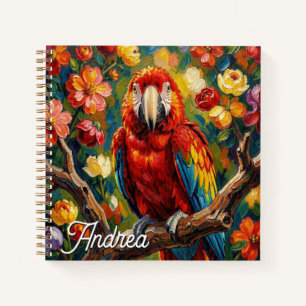 Carnet Perroquet Ara personnalisé avec impasto joli