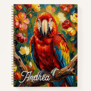 Carnet Perroquet Ara personnalisé avec impasto joli