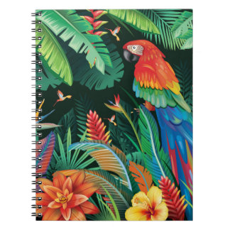 Carnet Perroquet tropical : Arrière - plan floral exotiqu