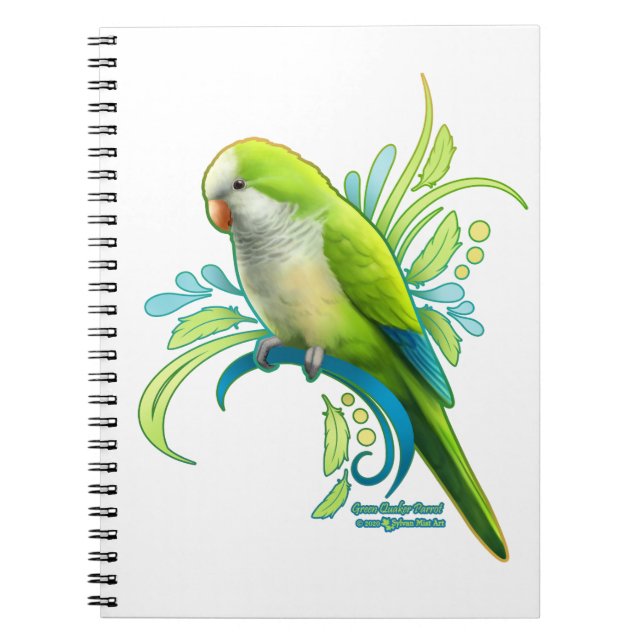 Carnet Perroquet vert Quaker (Devant)