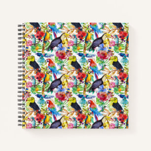 Carnet Perroquets aquarelles colorés