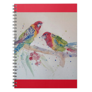 Carnet Perruche Rosella Rouge Australien Aquarelle