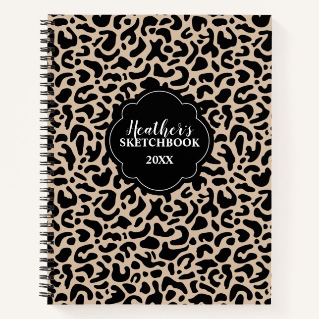 Carnet Personalisé Élégant Chic Black Sketchbook (Devant)