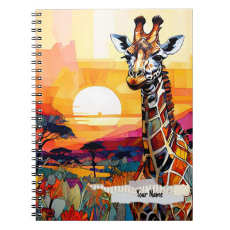 Carnet PERSONALISE Giraffe African Sunset Notebook