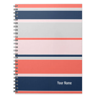 Carnet PERSONALISE Pink and Navy Modern Stripe Pattern